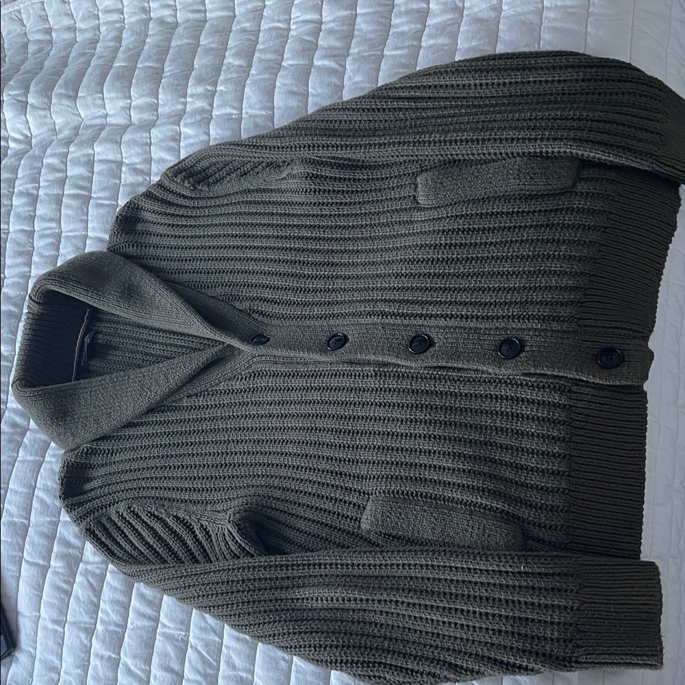 Banana Republic Organic Cotton Cardigan in Olive